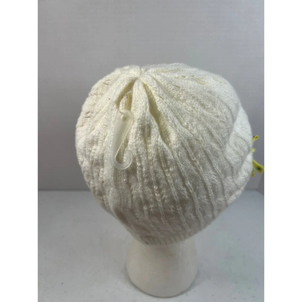 Gymboree Girls Ivory White Pointelle Knit Newsboy Hat Pocket Full of Sunshine L